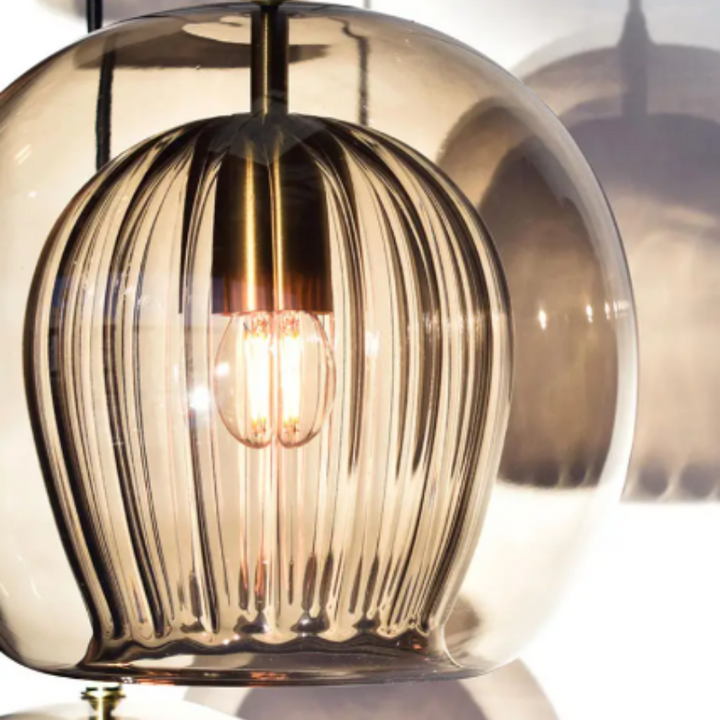 LumaLite modern adjustable LED pendant lamp, aluminum-glass home lighting fixture.