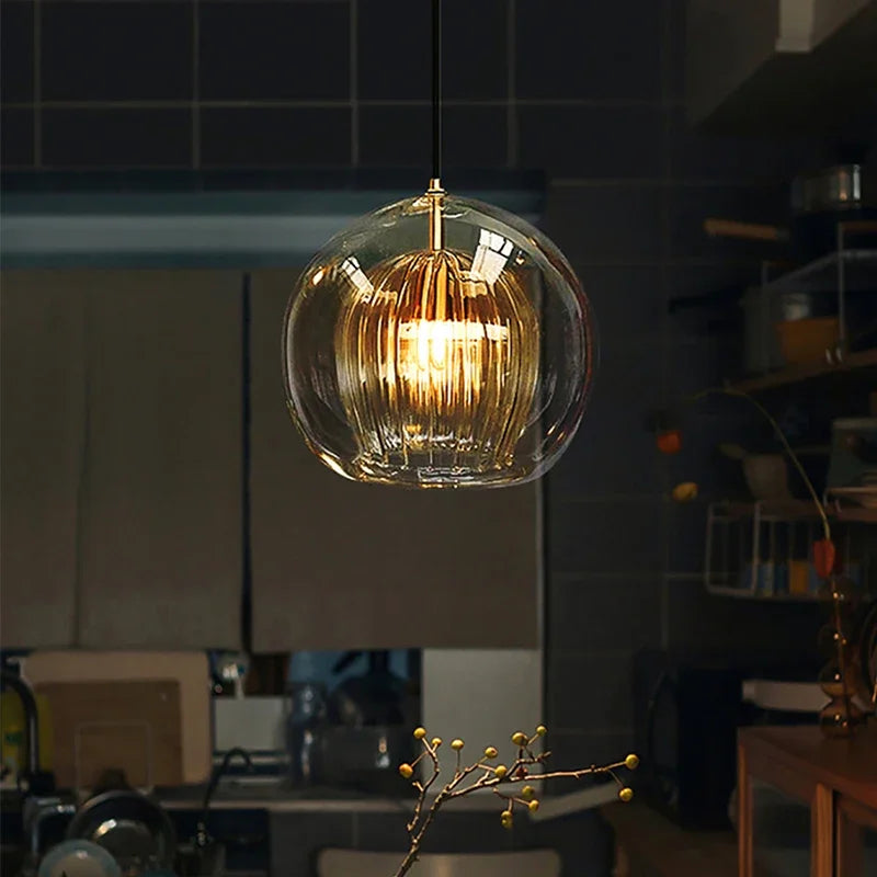 Energy-efficient LED pendant lamp, LumaLite modern design, adjustable for task or ambient lighting.