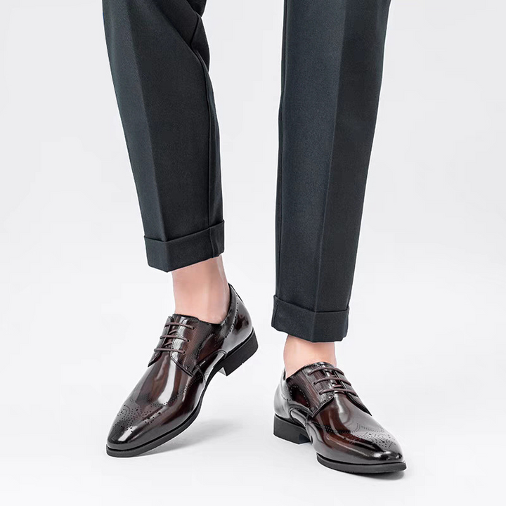 Classic men's brogue dress shoes in premium leather, perfect for office, business, weddings, and black tie.