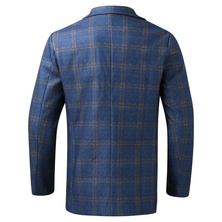 Versatile men's Everett blue checked blazer, a stylish tailored jacket for modern business fashion.