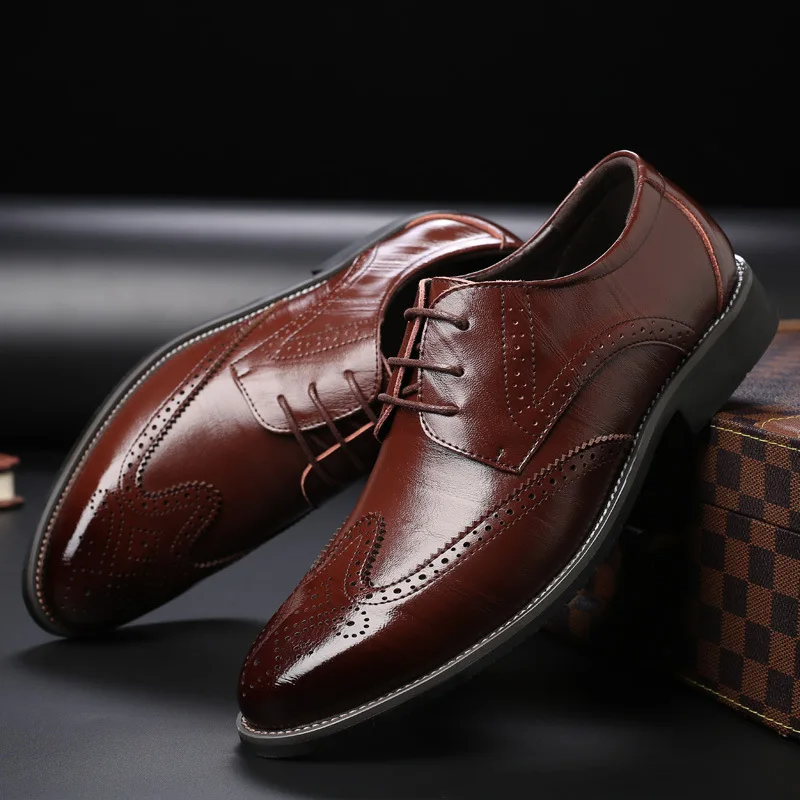 Elegant men's classic brogue oxford dress shoes, sophisticated style for business, weddings & formal events.