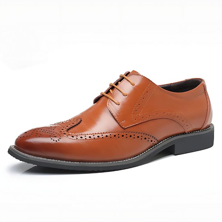 Comfortable men's classic brogue oxford dress shoes, perfect for long days at the office or special events.