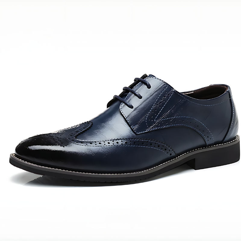 Classic style men's brogue oxford dress shoes, featuring intricate detailing for formal and business fashion.
