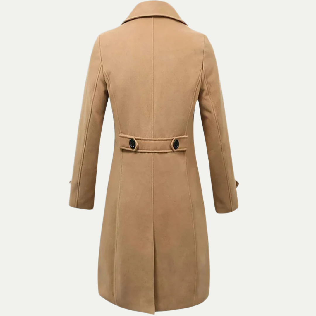 Stylish men's tailored longline trench coat, ideal for business attire & smart casual autumn/winter fashion.