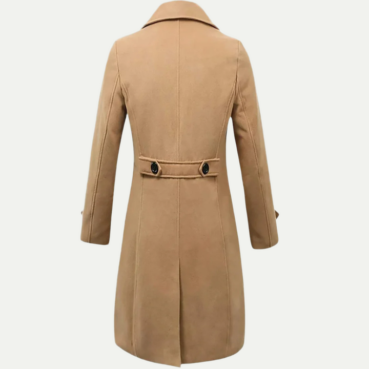 Stylish men's tailored longline trench coat, ideal for business attire & smart casual autumn/winter fashion.