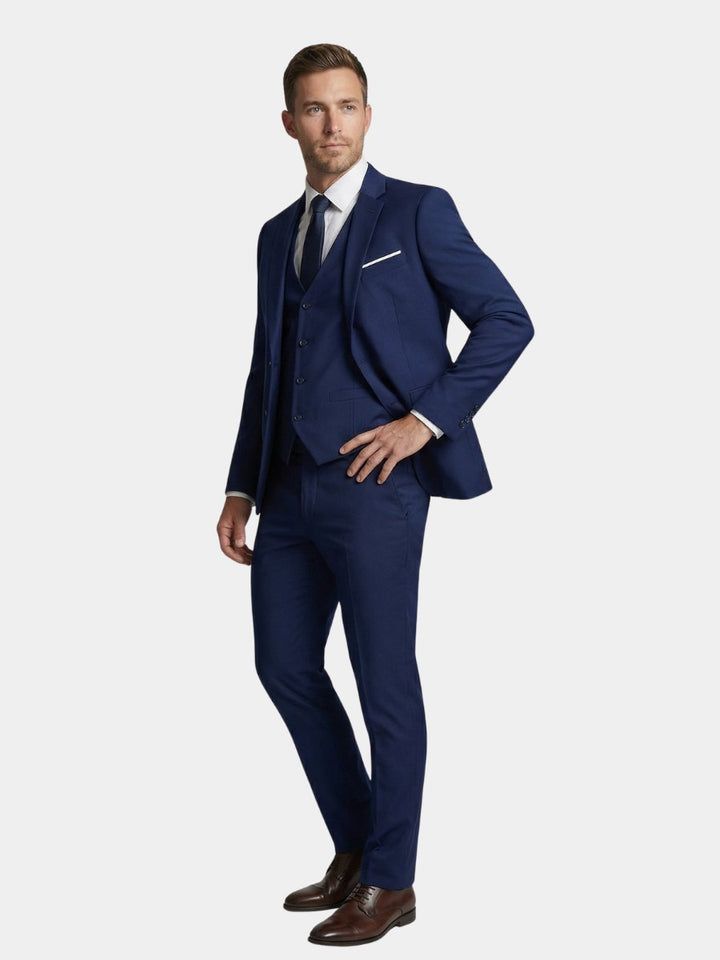 Elegant men's three-piece suit for formal business wear & special occasions. Tailored classic menswear.