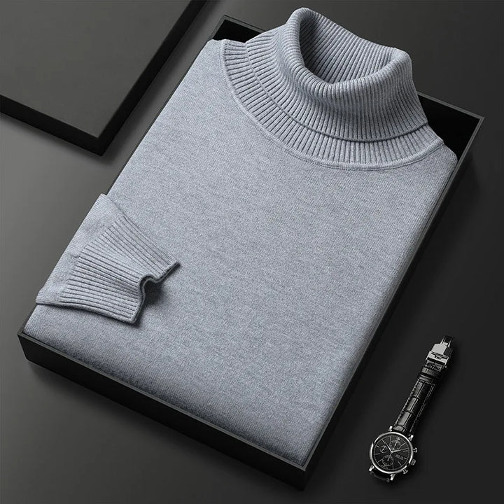 Comfortable men's elegant turtleneck sweater, a classic style staple for fall fashion and versatile winter menswear.