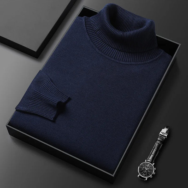 Versatile men's turtleneck sweater, a timeless elegant piece for casual chic and refined fall & winter outfits.