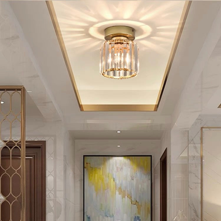 Modern elegant crystal ceiling light. Shimmering flush mount fixture for home decor lighting.
