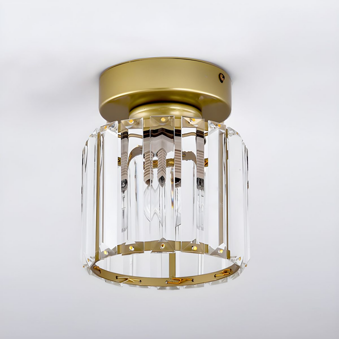 Elegant modern crystal lighting fixture, a flush mount ceiling light with shimmering accents.