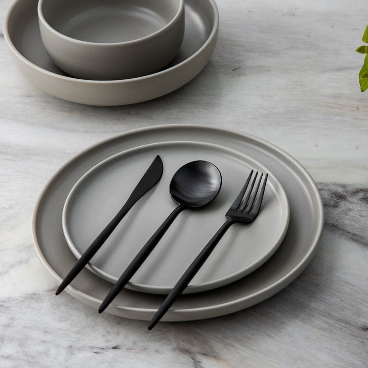 Matte finish minimalist flatware set, elevating your home decor effortlessly.