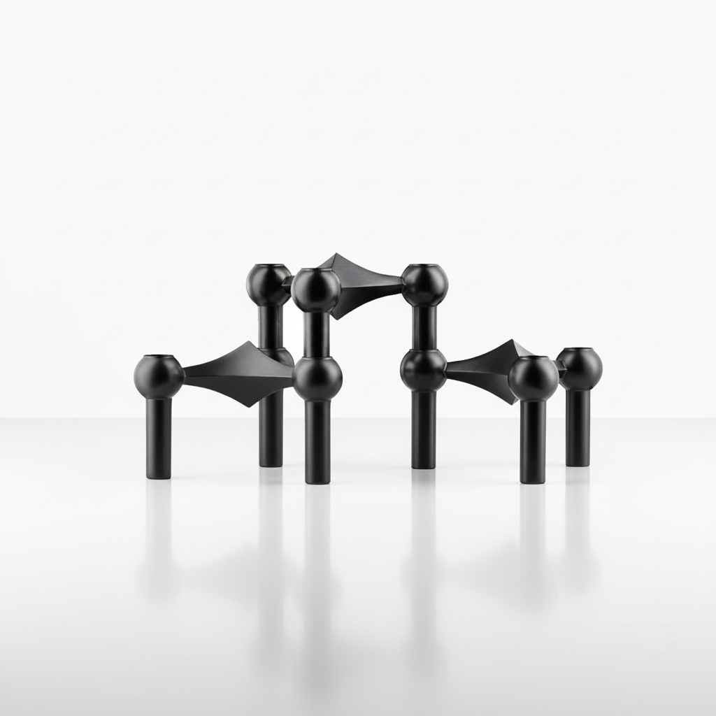 Modern modular candle holder configuration, elegant home decor, high-quality stainless steel.