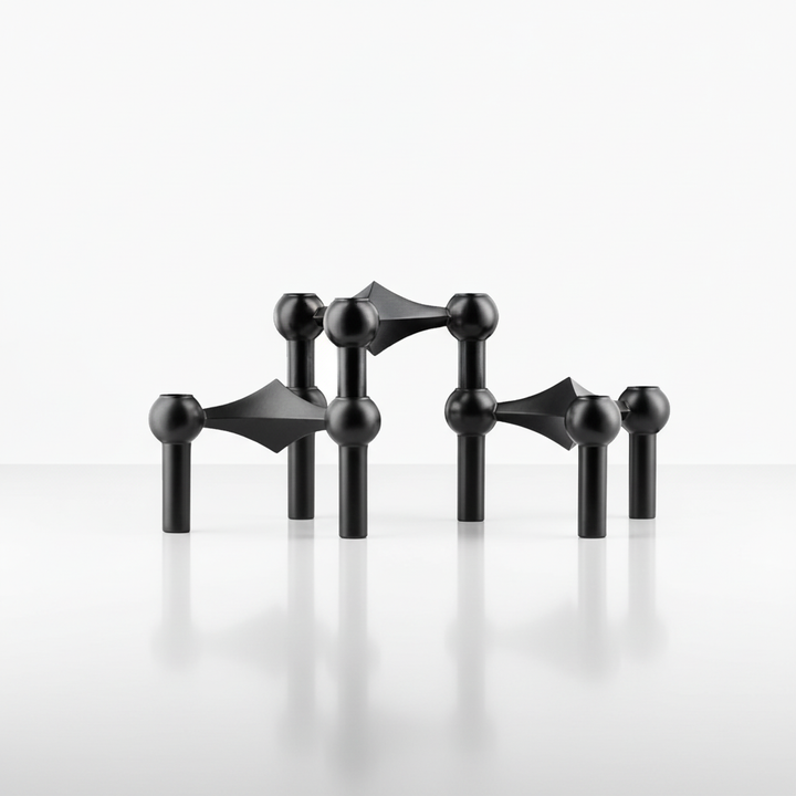 Modern modular candle holder configuration, elegant home decor, high-quality stainless steel.