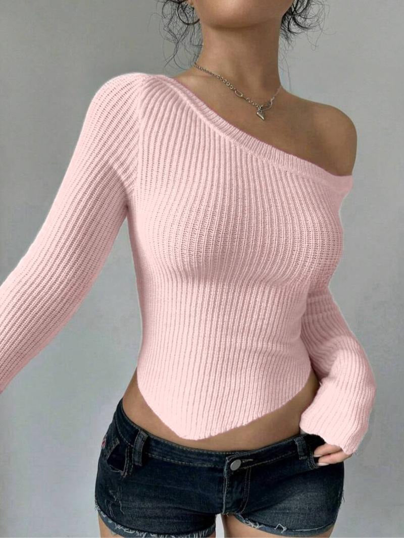 Elegant off-shoulder women's top in white, featuring a flattering fit for chic and feminine fashion.