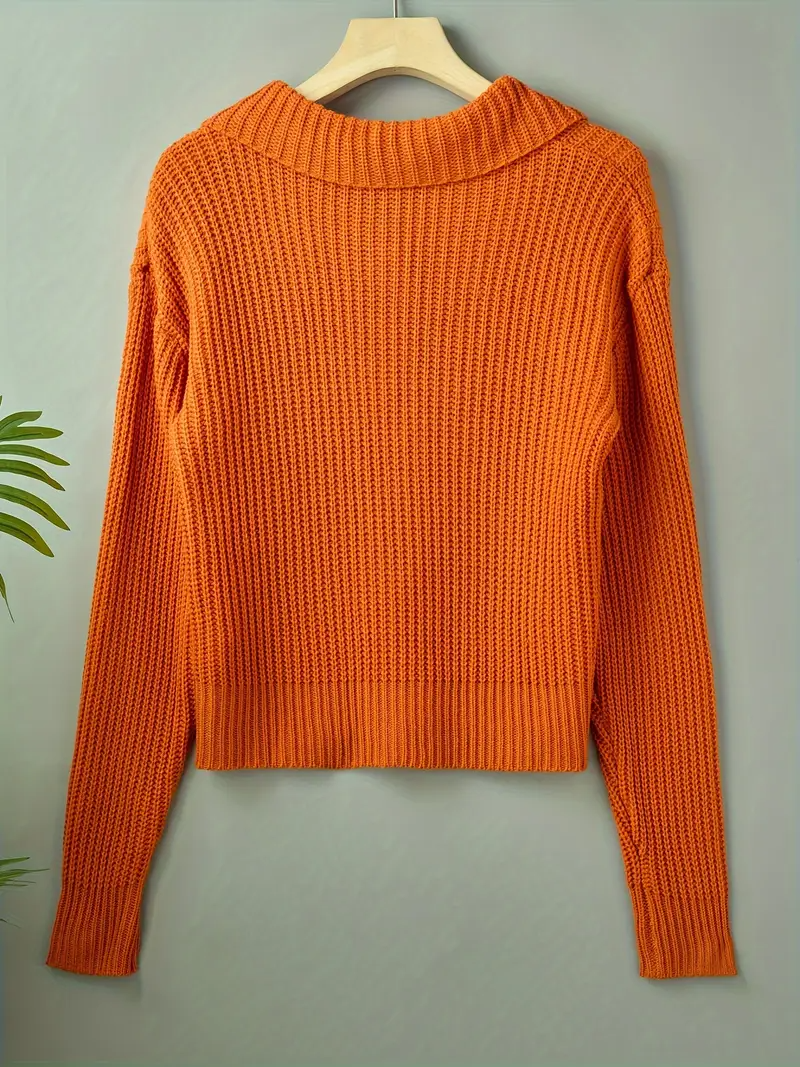 Soft knit women's oversized cardigan with wide collar, button-down front, fall essential.
