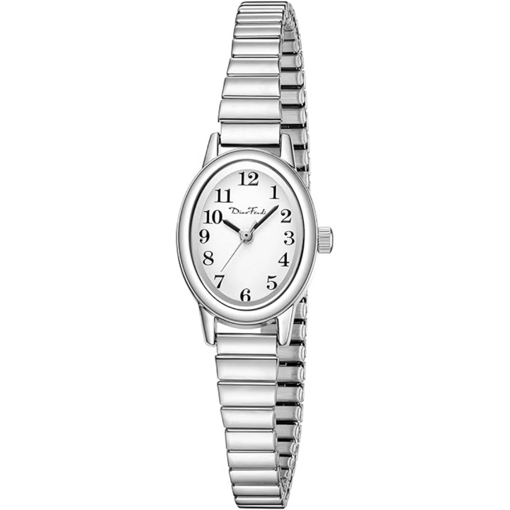 Close-up of a women's petite analog watch, Romy model, showcasing its elegant gold-tone and classic design.