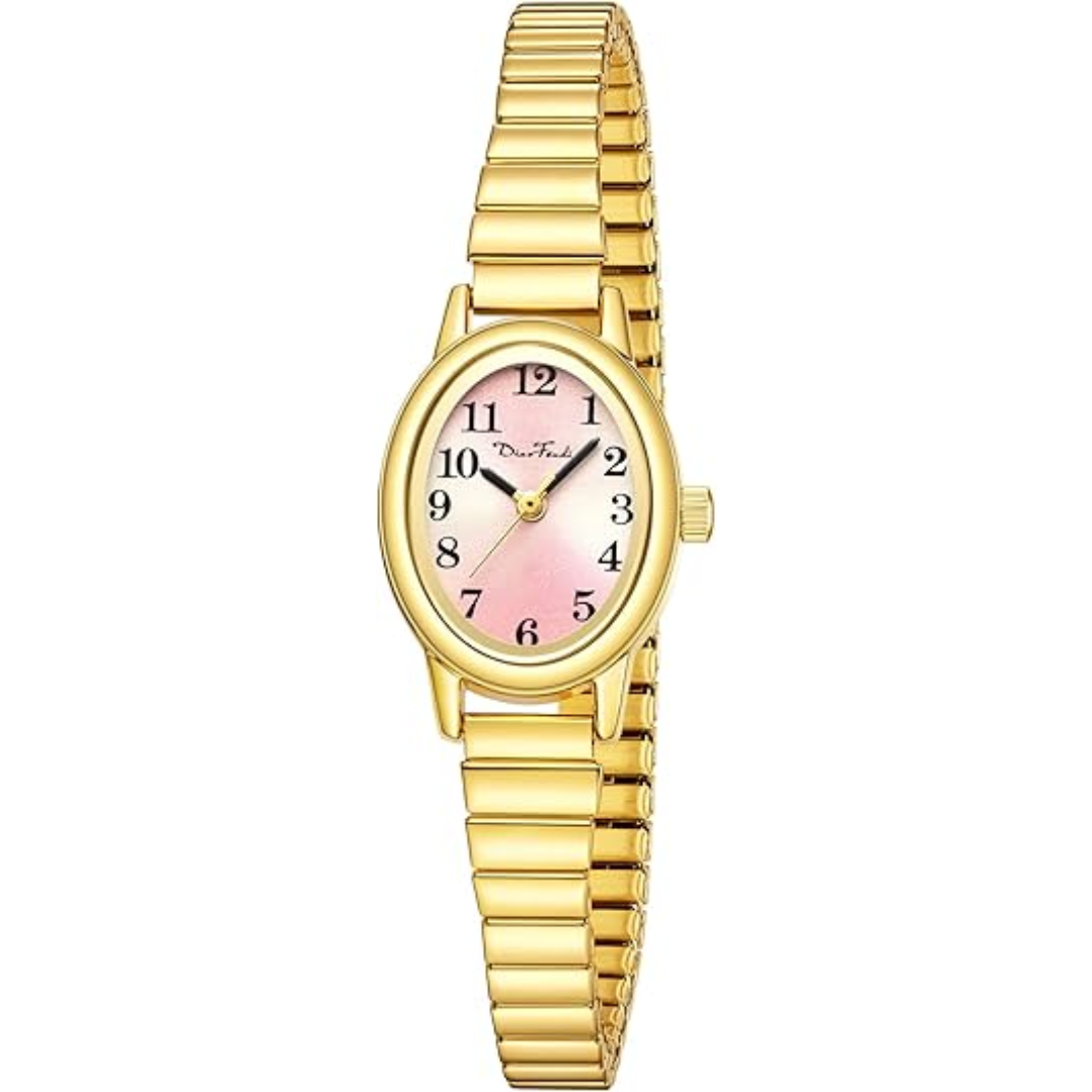 Stainless steel petite watch for women, gold finish, with a simple analog display, ideal for any occasion.