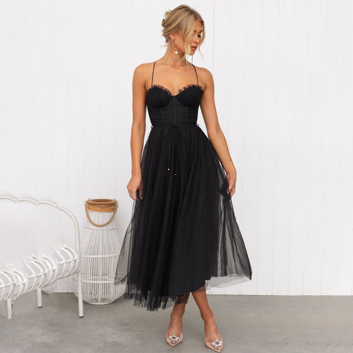 Women's elegant midi dress, ideal as a party, cocktail, or evening dress for any special occasion.