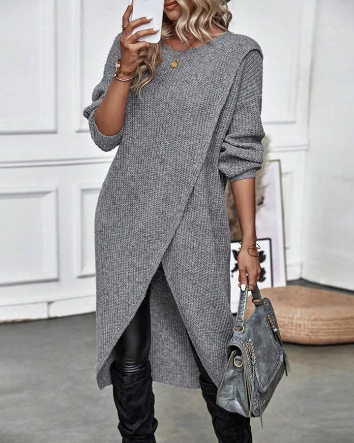 Elegant plain sweater dress for women, perfect for office wear & everyday comfort.