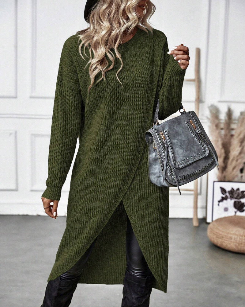 Comfortable shift sweater dress for women, plain, flattering, and ideal for office or casual.