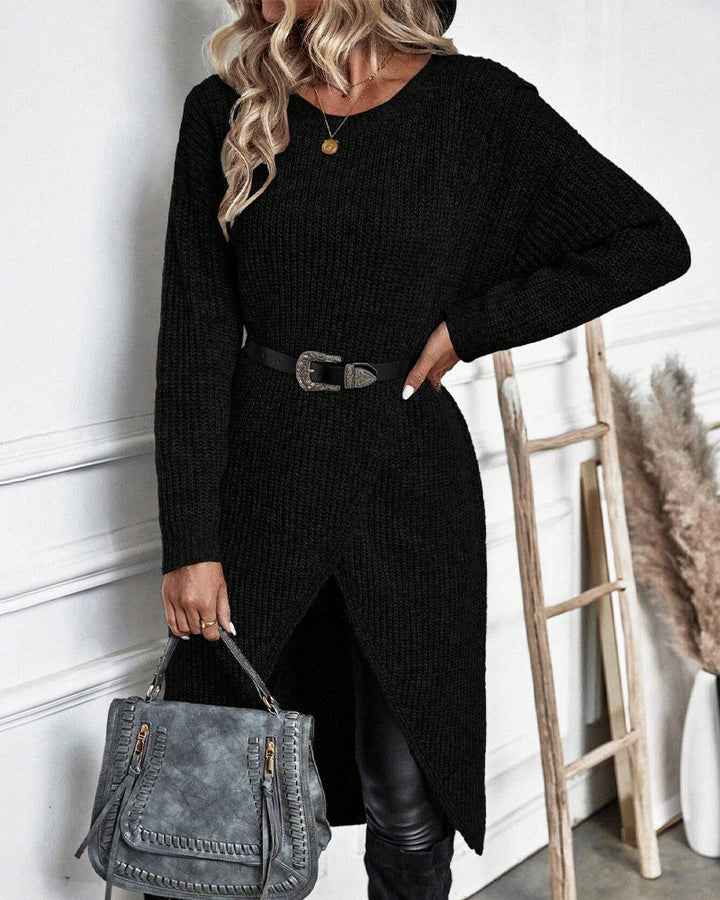 Versatile women's plain sweater dress, an essential for autumn, spring, and everyday style.
