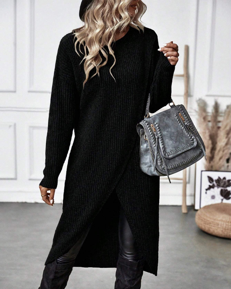 Easy-to-wear plain sweater dress for women, ideal for effortless everyday and office style.