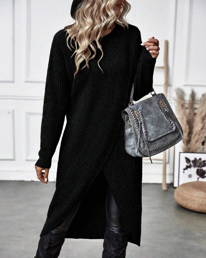 Easy-to-wear plain sweater dress for women, ideal for effortless everyday and office style.