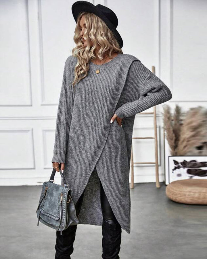 Chic long-sleeve sweater dress for women, ideal for autumn, winter, or spring fashion.