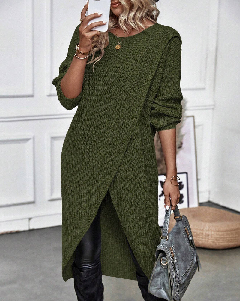 Soft, comfortable women's plain sweater dress, great for everyday warmth and style.