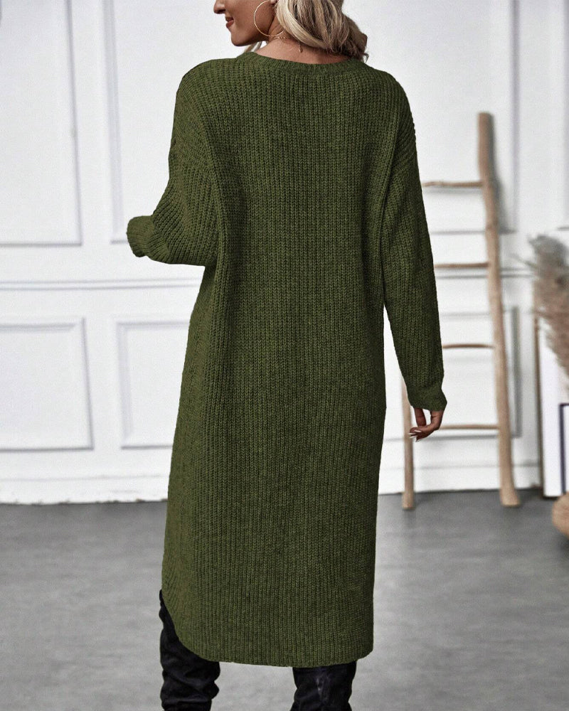 Stylish women's sweater dress, a plain design for modern autumn/winter fashion.