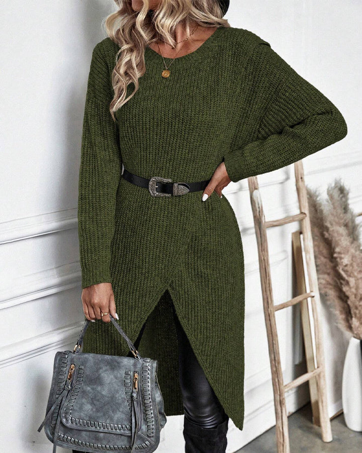 Women's elegant sweater dress, perfect for work or relaxed weekends. Long sleeve, knee length.