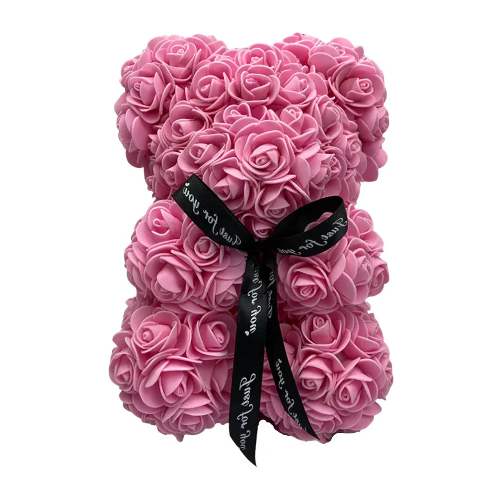 Unique rose flower bear, a romantic decorative gift perfect for birthdays, Mother's Day, or home decor.