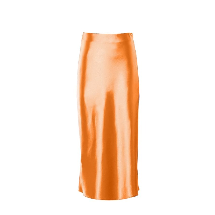 Flowing shimmering A-line high-waist midi skirt for women. Elegant & stylish for spring & summer fashion.