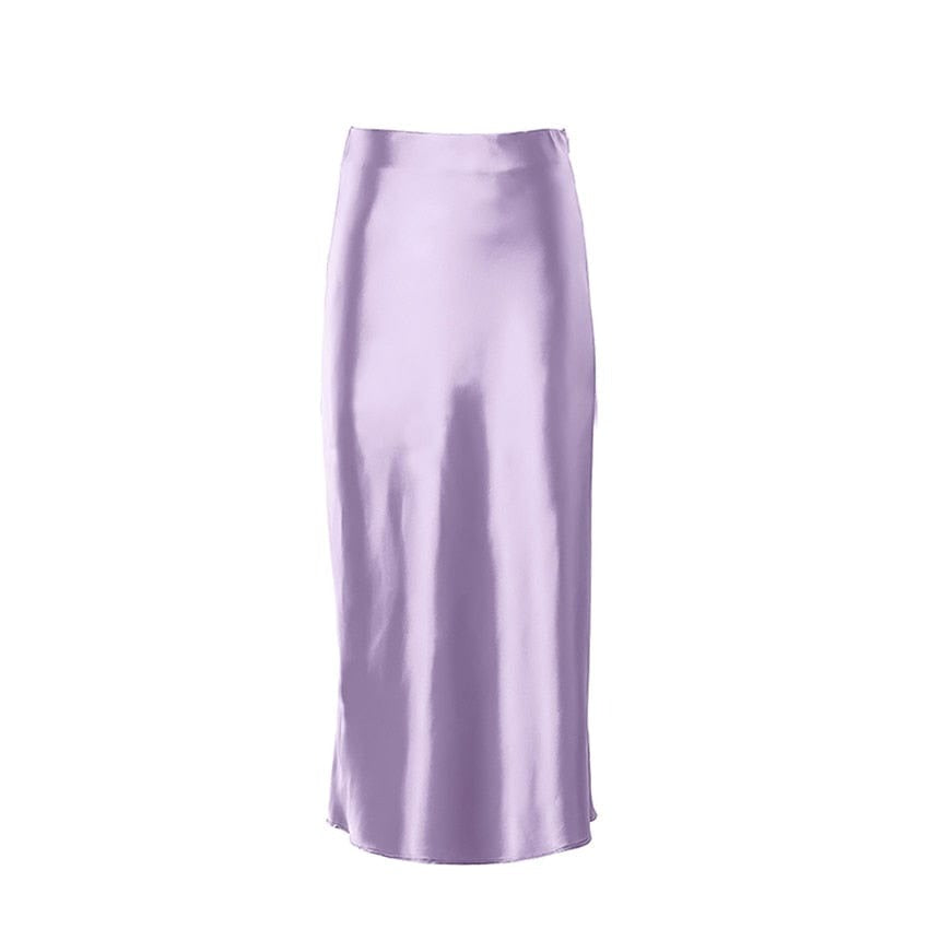 Summer-ready women's shimmering A-line high-waist midi skirt. Elegant, breathable, & chic for warm days.