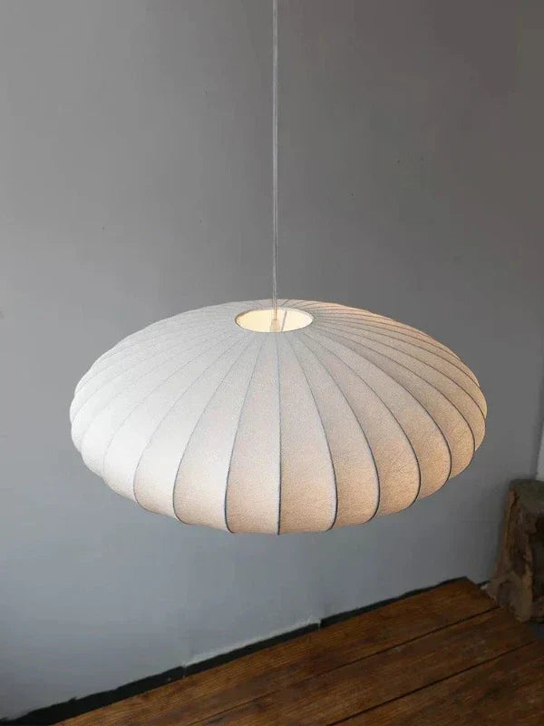 Luxury SilkCrown silk & crystal pendant lamp, modern home decor ceiling light for elegant spaces.