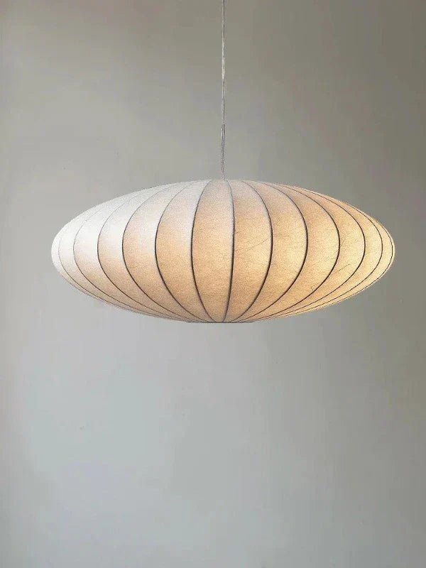 Crystal pendant lamp by SilkCrown with elegant silk shade, luxury lighting for modern home decor.