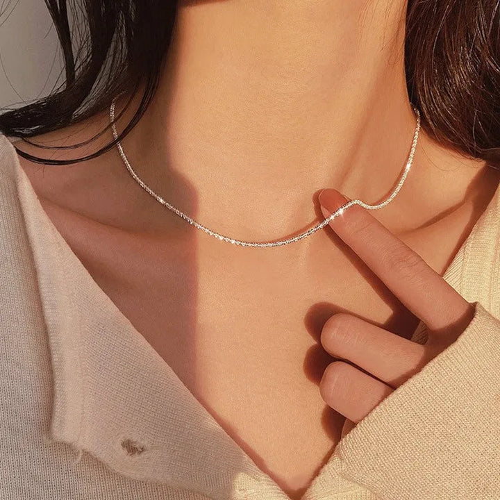 Women's elegant sterling silver choker, a perfect fashion accessory or gift. Dainty collarbone necklace design.