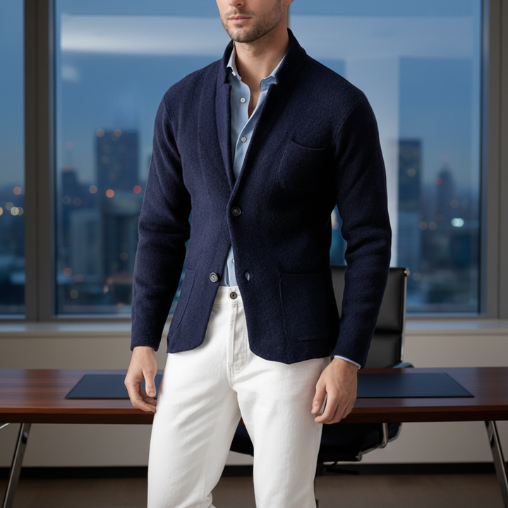 Elegant slim fit men's blazer in black, perfect for business casual or formal wear