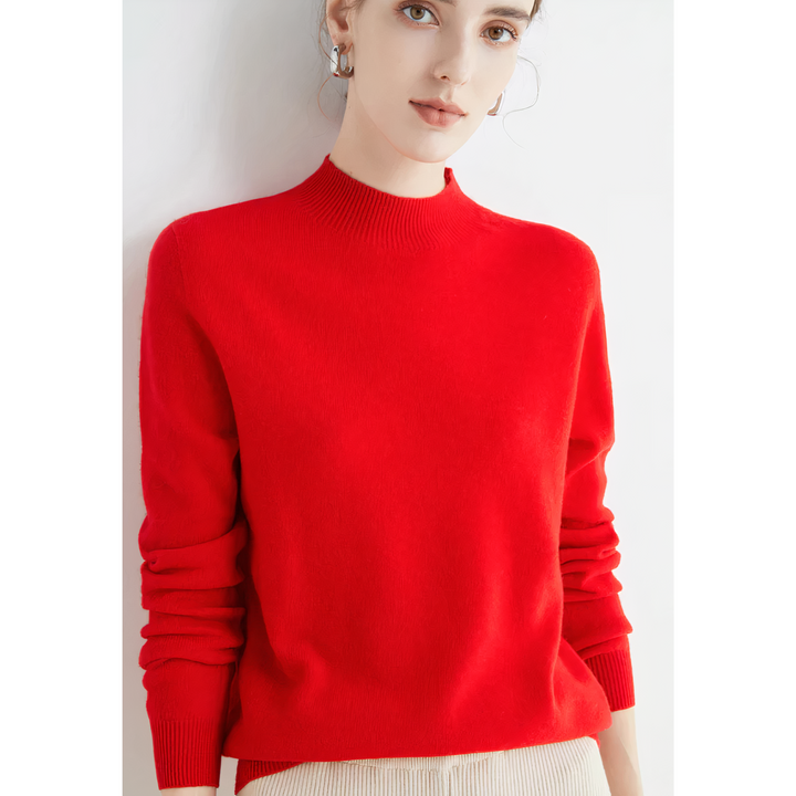 Elegant soft knit long sleeve women's pullover sweater for luxurious comfort & versatile fall/winter fashion.