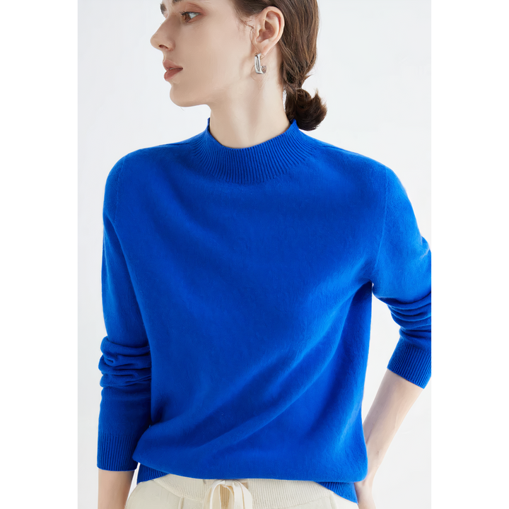 Displaying a women's elegant soft knit long sleeve pullover sweater, perfect for fall outfits and winter fashion.