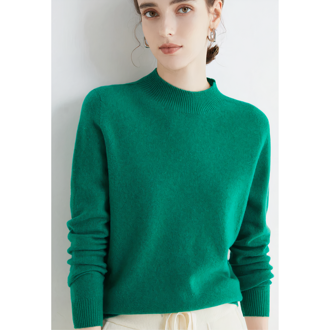 Versatile women's soft knit long sleeve pullover sweater, ideal for fall outfits & elegant winter style.