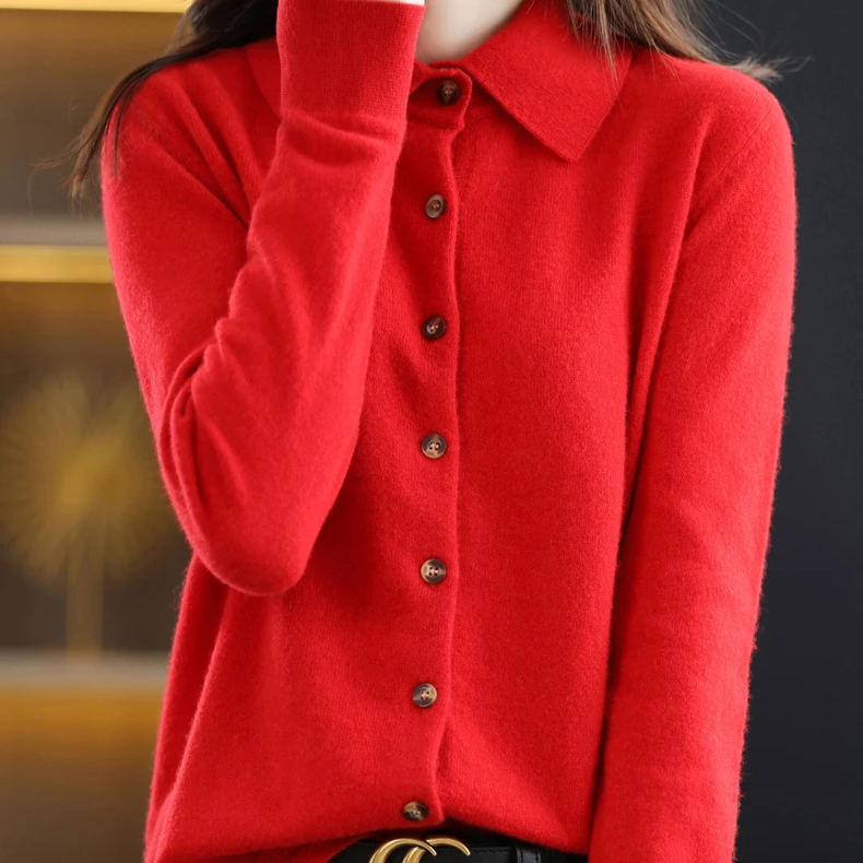 Soft women's elegant button-up collared top. Long-sleeve versatile apparel for workwear or casual everyday style.