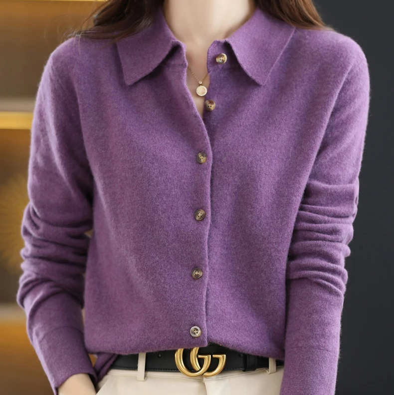 Stylish women's elegant soft button-up top, ideal for office work or casual outings. Long sleeve collared fashion.