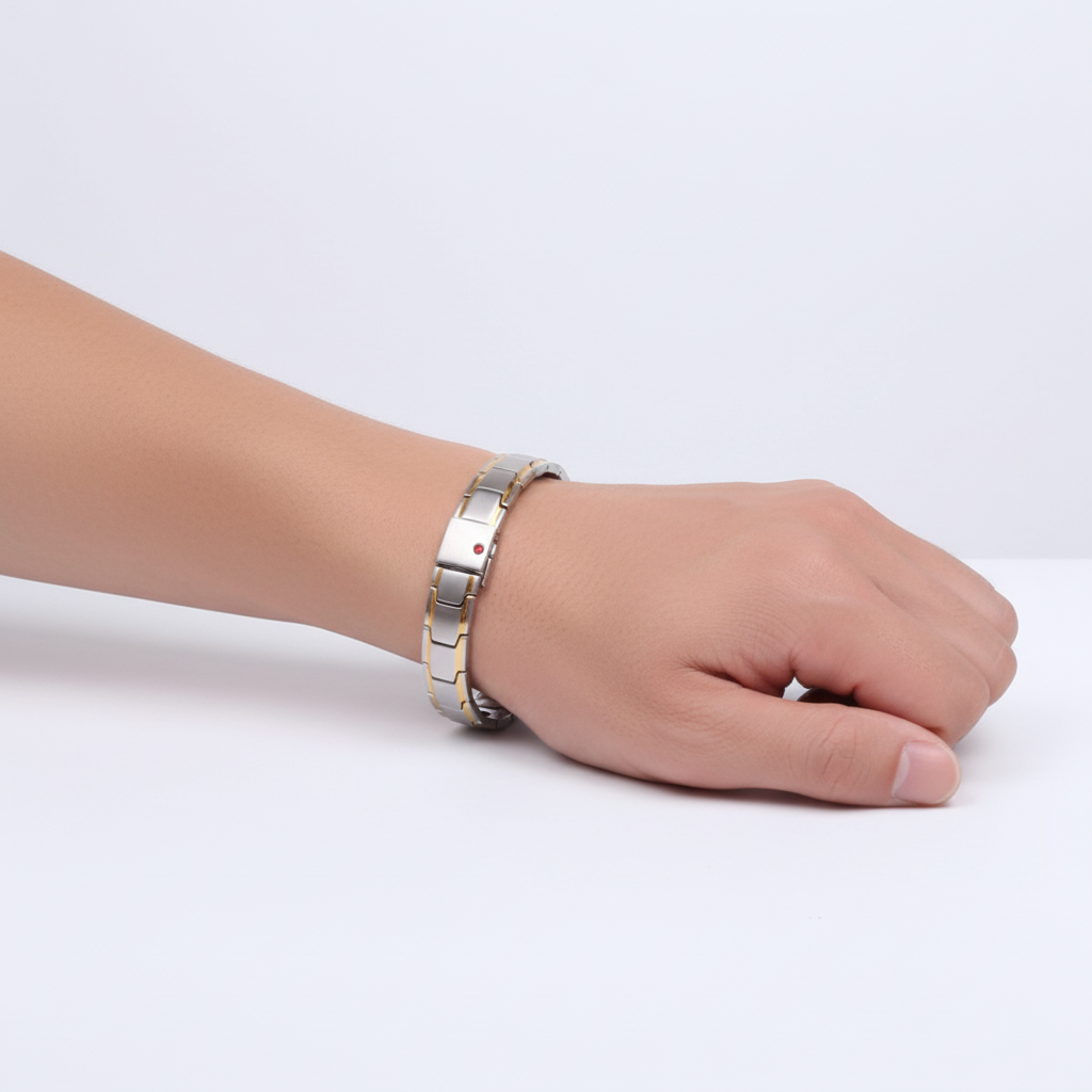 Silver stainless steel magnetic bracelet for men and women, modern energy accessory