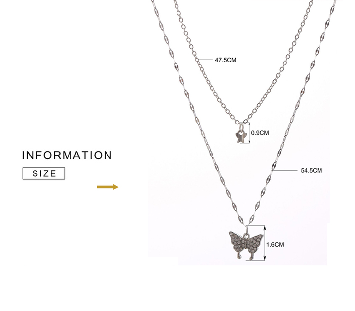 Stunning silver butterfly necklace set with a shimmering pendant, perfect elegant women's jewelry.