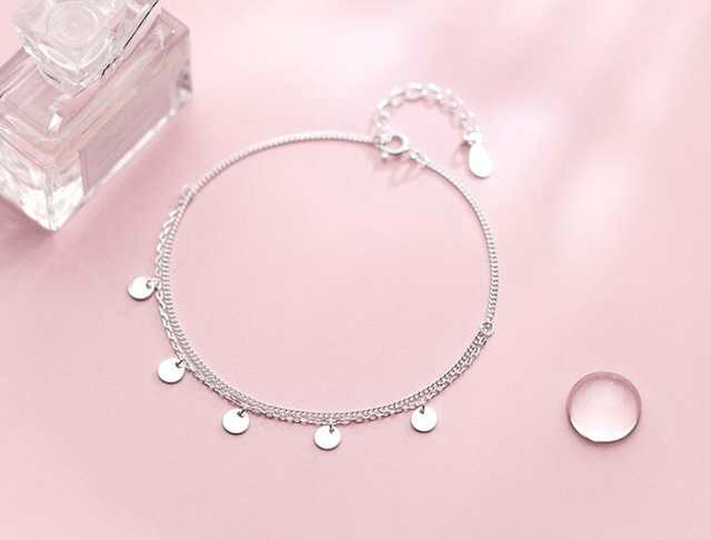 Women's sterling silver bracelet, stylish jewelry with delicate chain link design