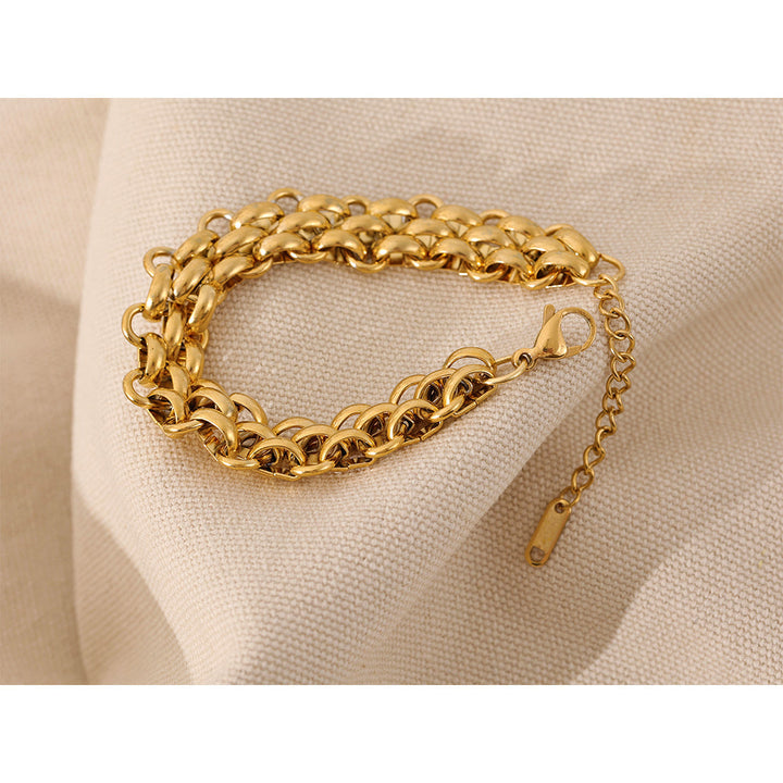 Beautiful elegant charm bracelet for women, sterling silver, gold plated, dainty, and adjustable jewelry.