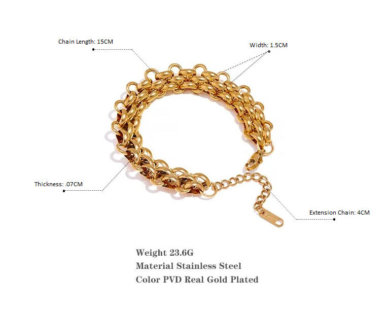 Lovely elegant charm bracelet, sterling silver, gold plated, dainty, adjustable, ideal women's jewelry gift.