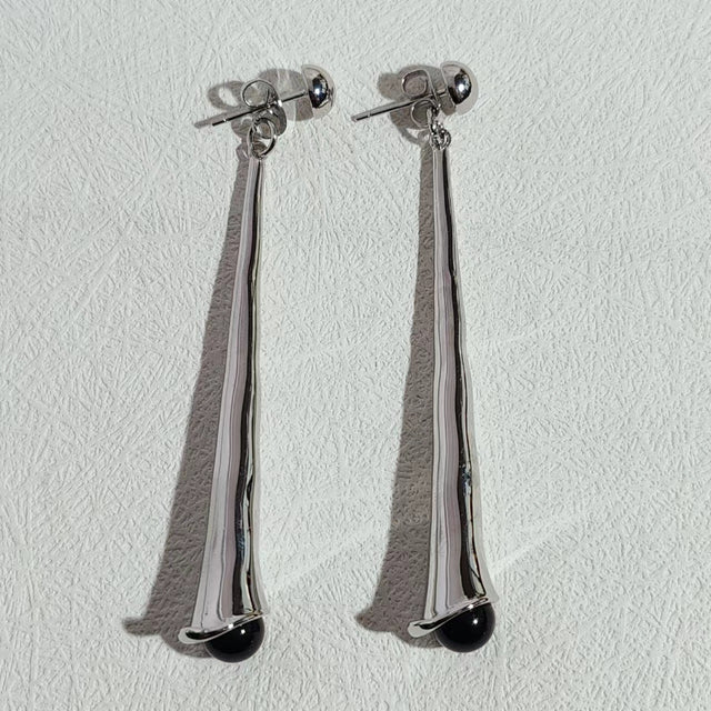Women's dangle earrings, shiny sterling silver, perfect elegant accessory.