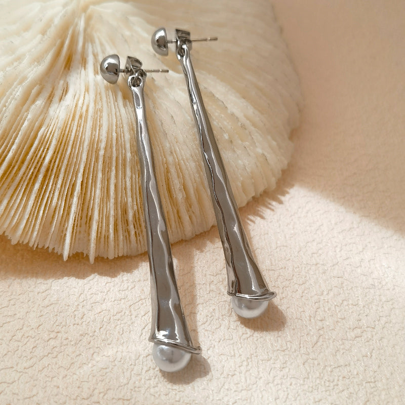 Delicate sterling silver dangle earrings, women's elegant fashion jewelry.